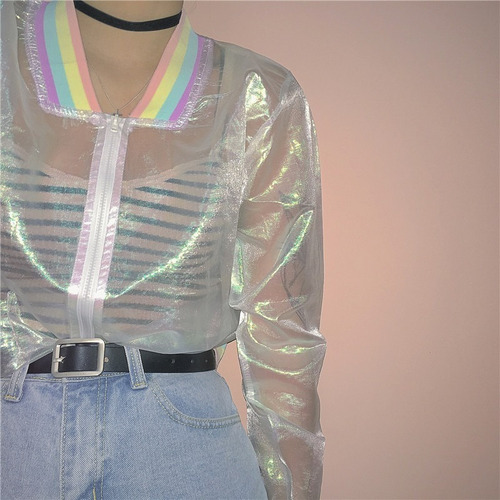 Blusa Casaco Holográfico Transparente Lolita Leia Descrição | Mercado Livre