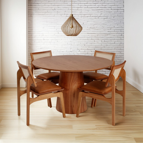 Conjunto Mesa 4 Cadeiras Ratan Laminado 1 Metro Jantar Duna
