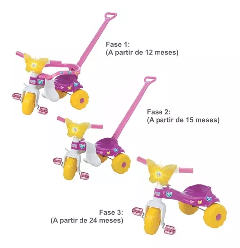 Triciclo Butterfly Infantil com Luz Tico Tico Motoca Magic Toys 2574