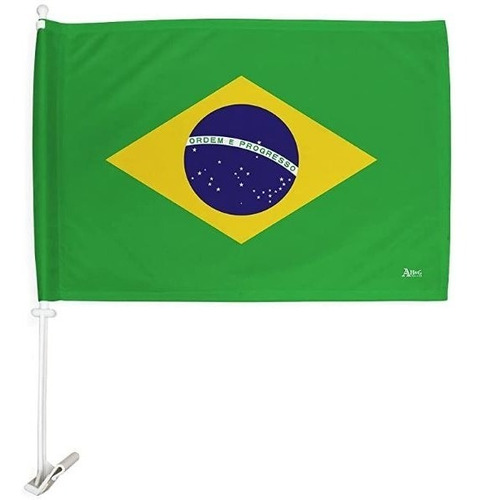 Bandera De Brasil De 45cm X 30cm Con Soporte Plástico