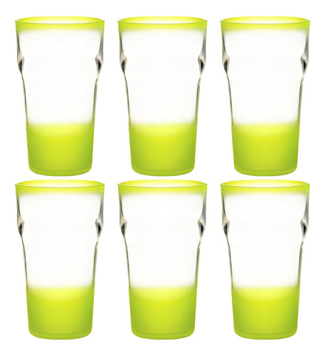 Jogo De 6 Copos Pint 570ml Neon Cervejaria Festas Eventos Cor Amarelo