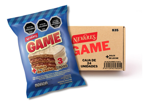 Alfajor Game Blanco 3 Tapas Caja 24 Unidades