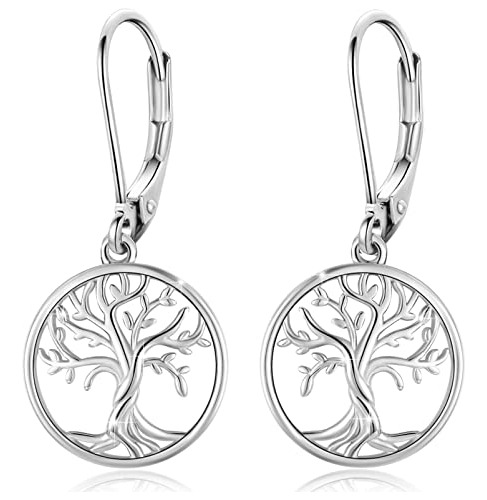 Pendientes De Plata Esterlina Con Diseño De Árbol De La Vida