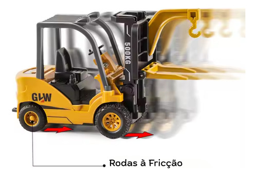 Empilhadeira Miniatura De Metal C/fricção Brinquedo Amarelo