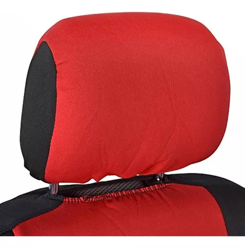 BDK PolyPro - Juego completo de fundas de asiento de coche en rojo sobre  negro, fundas de asiento dividido delantero y trasero, fácil de instalar