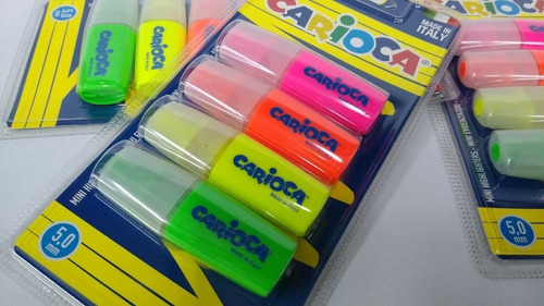 Imagen 2 de 4 de Resaltador Carioca Mini Fluo Blíster X 4 Unidades Italy