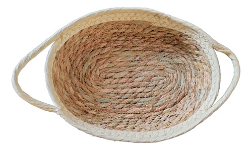 Panera De Yute Canasta Pan Frutas Centro Mesa 24x18,5x6,5 Cm Marrón Claro Y Crema