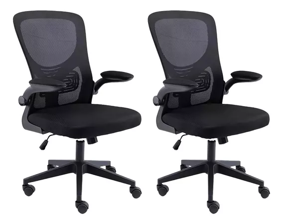  Kit X 2 Sillas Ejecutiva Ergonómica Brazos Rebatibles Office