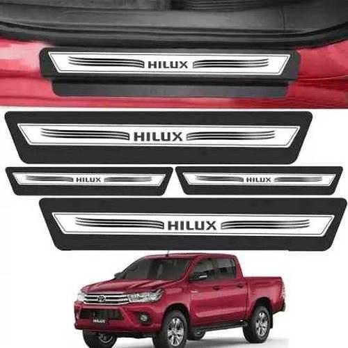 Kit 8 Peças Adesivo Soleira Porta Hilux 2005 Á 2018 - Prata