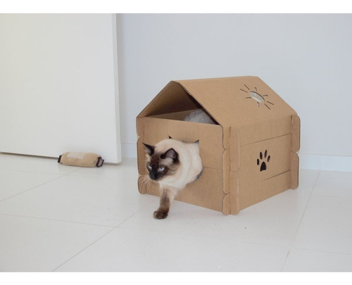 Casinha Para Gatos Cat House Cama Gato Papelao Petpira Pet Cor Bege