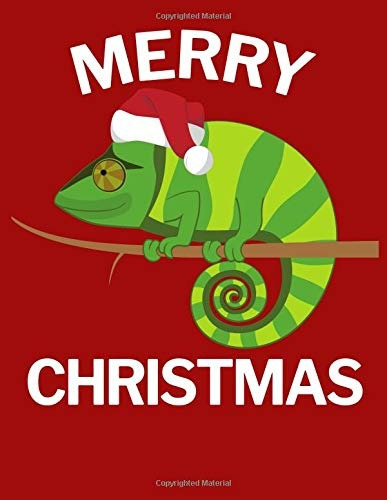 Merry Christmas Chameleon With Santa Hat Blanked Lined 100 P