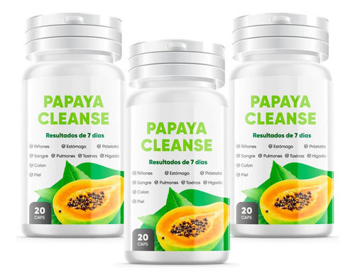 Pack 3 Frascos Suplemento Natural Papaya Cleanse