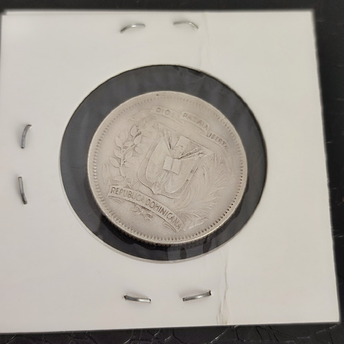 Moeda De Prata De 25 Centavos República Dominicana De 1944 (Usado)