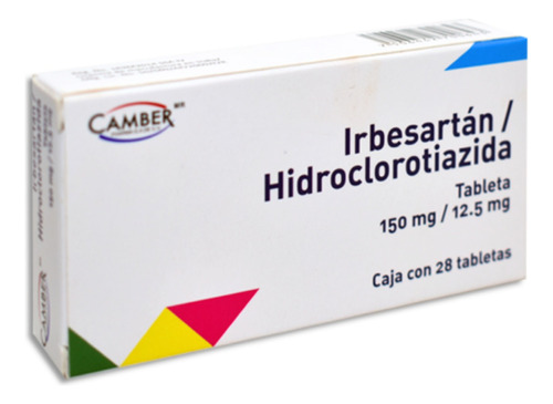 Irbesartán Hidroclorotiazida 150 Mg 12.5 Mg Caja 28 Tabletas