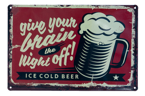 Cuadro Metalico Vintage Diseño Ice Cold Beer.