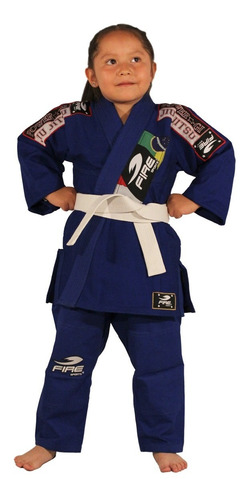 Gi Kimono Fire Sports Azul Infantil Jiu Jitsu Brasileño 350g