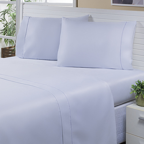 Roupa De Cama King Levit 600 Fios 03 Peças - Cinza Cor Branco