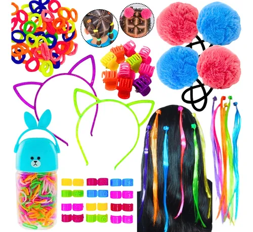 comprar Elástico Rabico Para Cabelo Mechas Coloridas Tiara Infantil