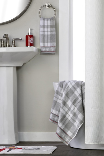 Toalla De Baño A Cuadros Gris 70 X 140 Cm