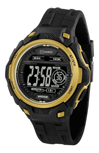 Relógio X-games Masculino Digital Esporte Xmppd569 Dourado Cor da correia Preto Cor do fundo Preto