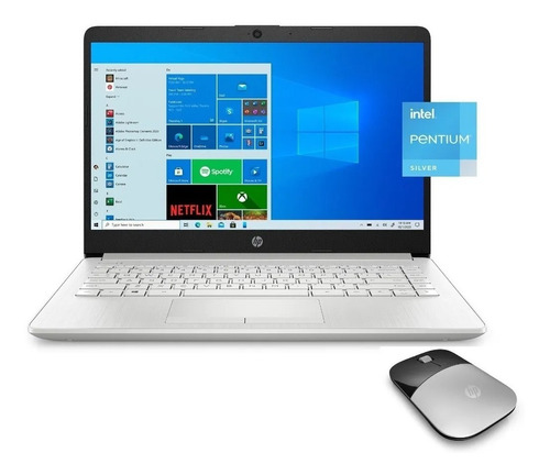 Laptop  HP 14-cf2033wm silver 14", Intel Pentium Silver N5030  4GB de RAM 128GB SSD, Intel UHD Graphics 605 1366x768px Windows 10 Home