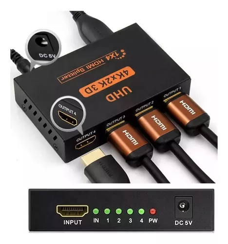 SPLITTER HDMI 1 ENTRADA 2 SALIDAS 4K@30Hz HD 2160P MULTIPLEXOR