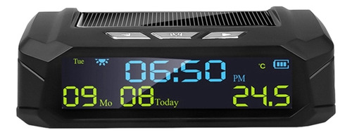 Reloj Digital Solar Para Coche Con Pantalla Lcd, Hora Y Fech