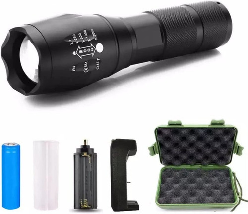 Imagen 6 de 9 de Linterna Led Potente Tactica Militar Recargable Caza Pesca