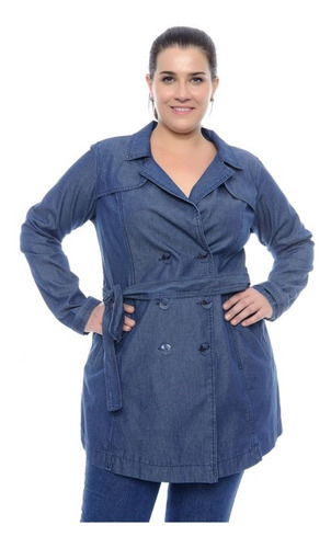 sobretudo jeans feminino plus size