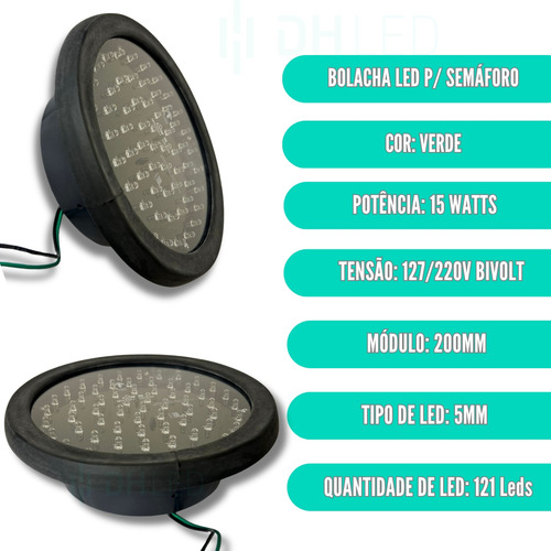 Bolacha Led Semáforo 200mm Norma Nbr Verde Bivolt