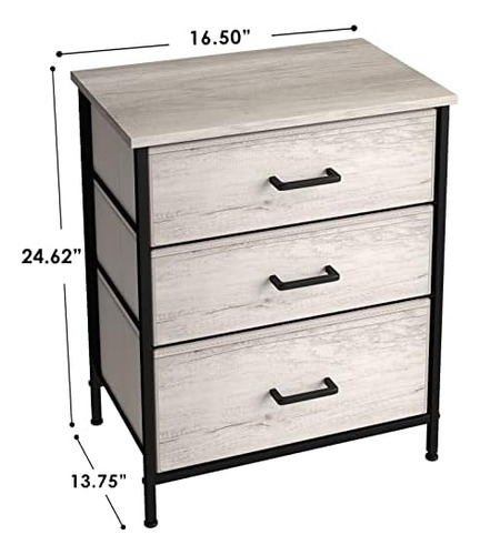 Cómoda De Mesita De Noche Con 3 Cajones De Madera Sintética,