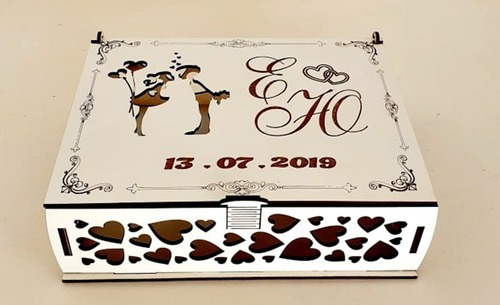 Imagem 1 de 4 de Caixa Convite De Casamento Branca Mdf - 6 Unidades