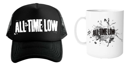 Gorra Black Unisex Y Taza 11oz All Time Low Pop Punk Emo