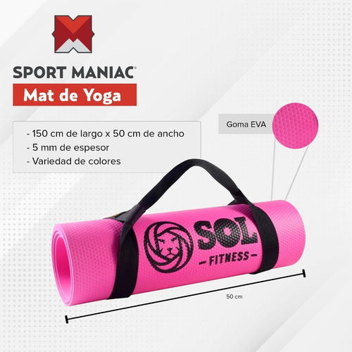 Imagen 2 de 5 de Set Yoga Sport Maniac Mat 5mm + Pelota Con Puntas + Rolo Eco