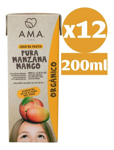 Ama Jugo De Fruta Orgánico Manzana Mango 12x200cc Tetra