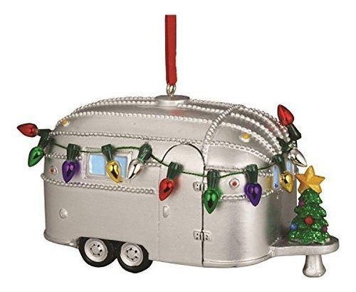 Light Up Camper Ornamento Resina Con Árbol De Navida