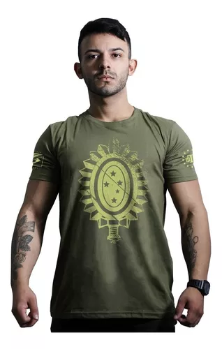 Camiseta Feminina Militar Baby Look Camuflada Exército Brasileiro