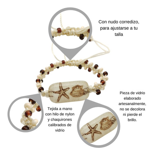 Imagen 2 de 8 de Pulsera Tejida Chaquiron Estrella Arena