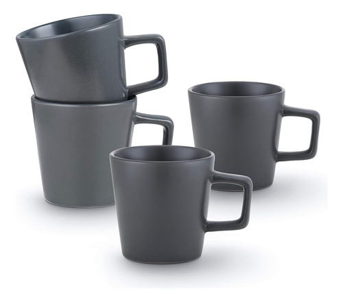 Juego De Tazas De Gres Stone Lain, 4 Piezas, Gris Mate, 355