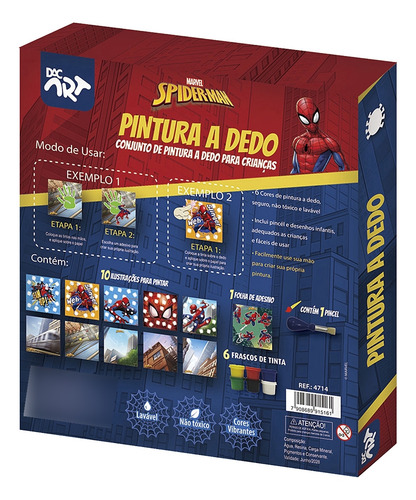 Pintura A Dedo Homem Aranha Infantil Com 18 Peças Dac