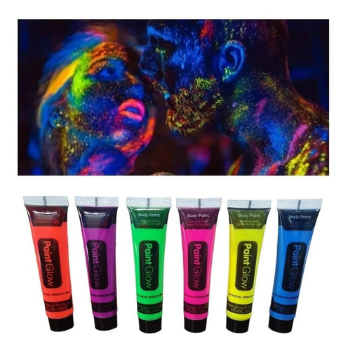 Pack De 6 Pinturas Fluorescentes Cuerpo Fiesta Flúor 25 Ml