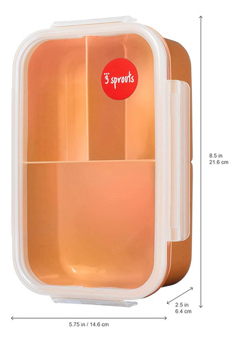 3 Sprouts Lonchera Bento Box - Contenedor De 3 Compartimento