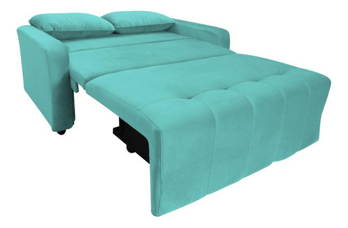 Sofá Cama Para Sala De Estar Amora New Veludo Matrix Cor Verde/água