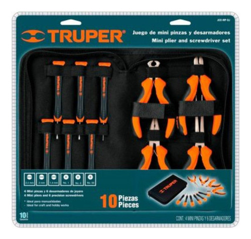 Juego Destornilladores Y Mini Pinzas Electronica 10pz Truper