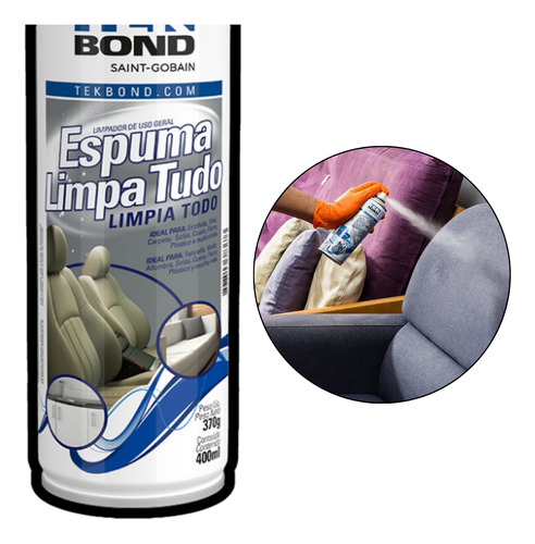 Kit 3 Tekbond Espuma Limpa Tudo Limpeza Automotiva Estofados