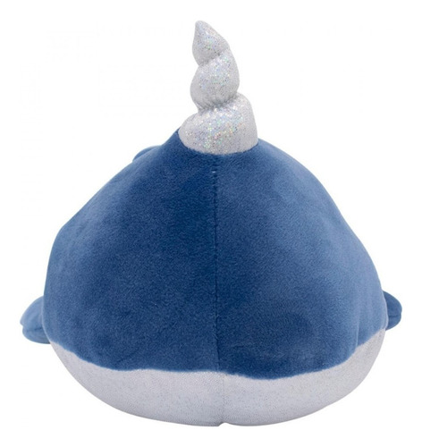 Baleia Narval Cinza Com Chifre De Pelúcia Presente Fofo 26cm Cor Azul