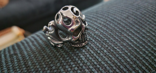 Anillo Calavera Labrado Acero Inoxidable 316l Plateado 21