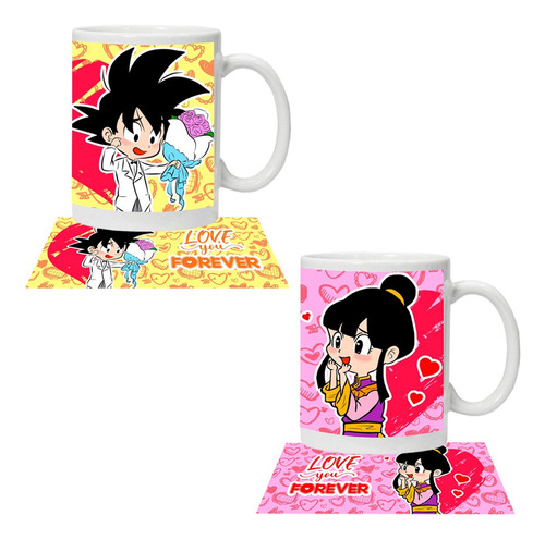 Pack Tazones Amor Dragon Ball Goku Y Milk Grafimax