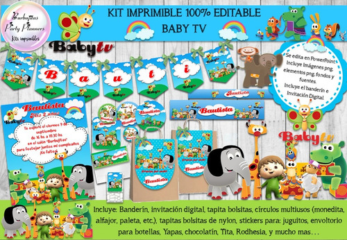Kit Imprimible Candy Bar Baby Tv 100% Editable