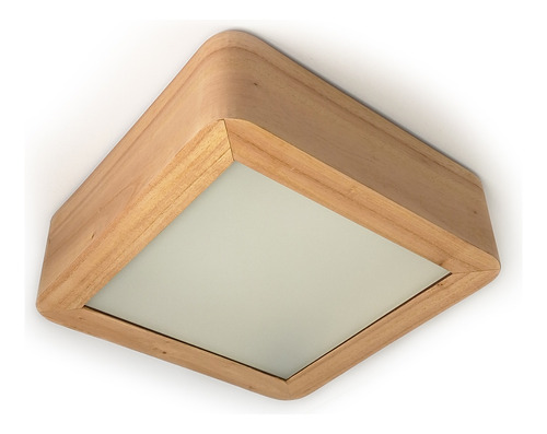 Aplique Techo Plafon Cuadrado Ovlo Apt Led Madera 25x25x10cm